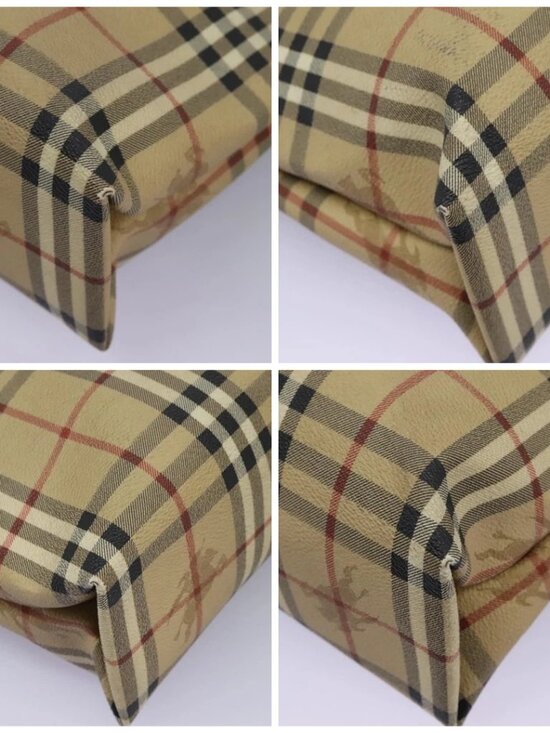 BURBERRY Nova Check Hand Bag PVC Beige Brown gold Auth BD438 - Picture 15 of 15